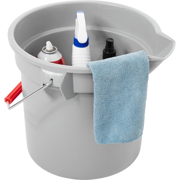 Brute 14-quart Round Bucket, 11.2" H, Gray, Plastic; Steel